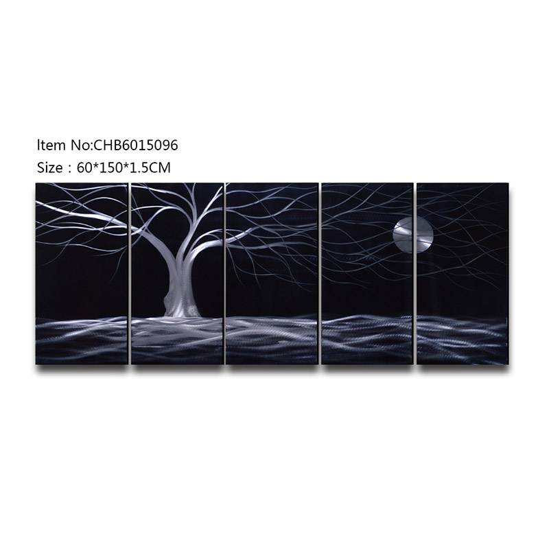 CHB6015096 black silver tree 3D handmade oil painting modern metal wall art decoration