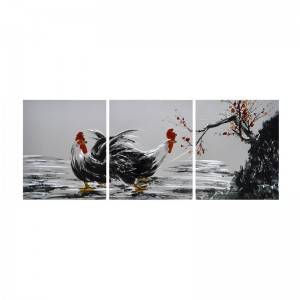 Rooster 3D metal oil painting modern home wall art decor large size