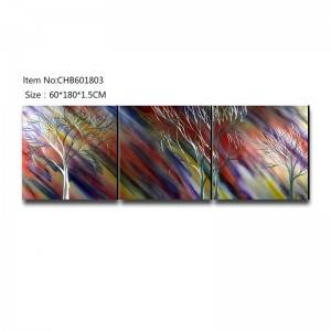 Color mix trees 3D metal oil painting modern home wall art decor large size