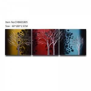 Color mix trees 3D metal oil painting modern home wall art decor large size
