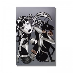 Modern lady brush aluminum 3D metal wall arts modern crafts decor wholesale from China factory