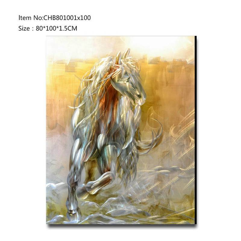 CHB801001 horse 3D animal metal oil painting modern home wall art decoration large size