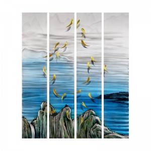 School of fish 3D handpaint metal oil painting modern home wall art decoration large size
