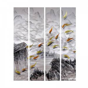 School of fish 3D handpaint metal oil painting modern home wall art decoration large size
