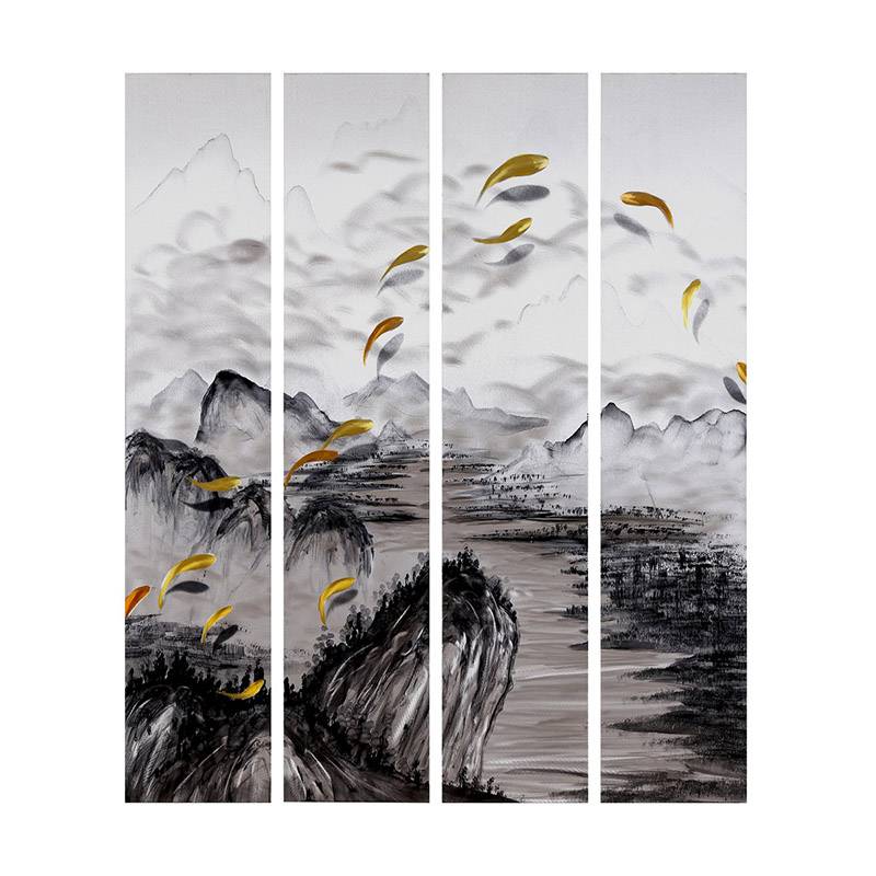 CHB8010014 school of fish 3D handpaint metal oil painting modern home wall art decoration large size