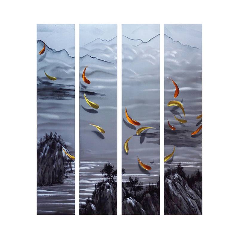 CHB8010017 school of fish 3D handpaint metal oil painting modern home wall art decoration large size