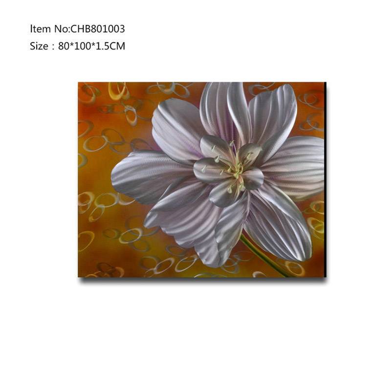 CHB801003 flower 3D handpaint metal oil painting modern home wall art decoration large size