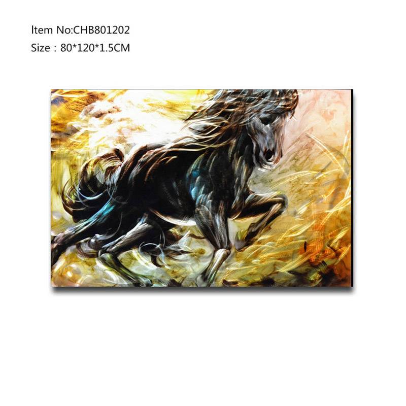 CHB801202 handpaint 3D metal running horse oil painting contemprory wall art home decoration