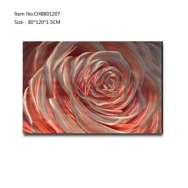CHB801207 handpaint 3D metal pink rose oil painting contemprory wall art home decoration