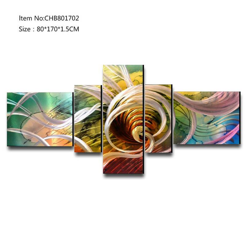 CHB801702 5 pieces abstract swirl metal oil painting for home decor wall arts
