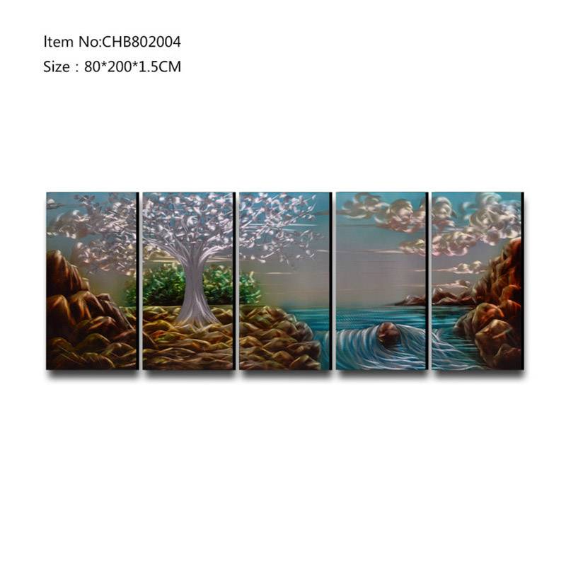 Professional China Metal Art Manufacturers - 5 pieces landscape 3D metal handmade oil painting big size wall art decor – Handsome Home Decor