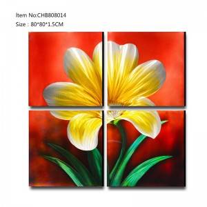 Handpaint 3D metal flower oil painting modern  interior home wall art decor