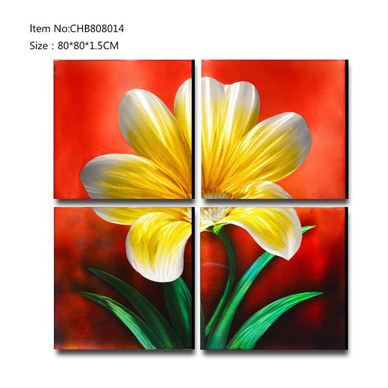 CHB808014 handpaint 3D metal flower oil painting modern  interior home wall art decor