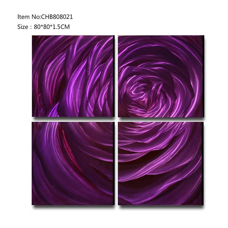 CHB808021 purple rose 3D metal flower oil painting modern  interior home wall art decor
