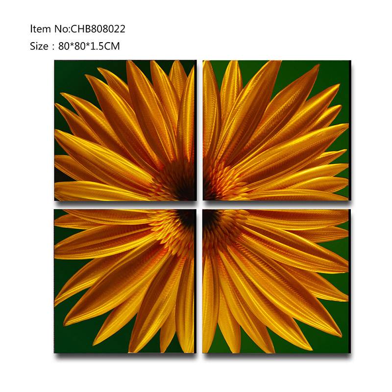 Sunflower 3D metal gold oil painting modern  interior home wall art decor Featured Image