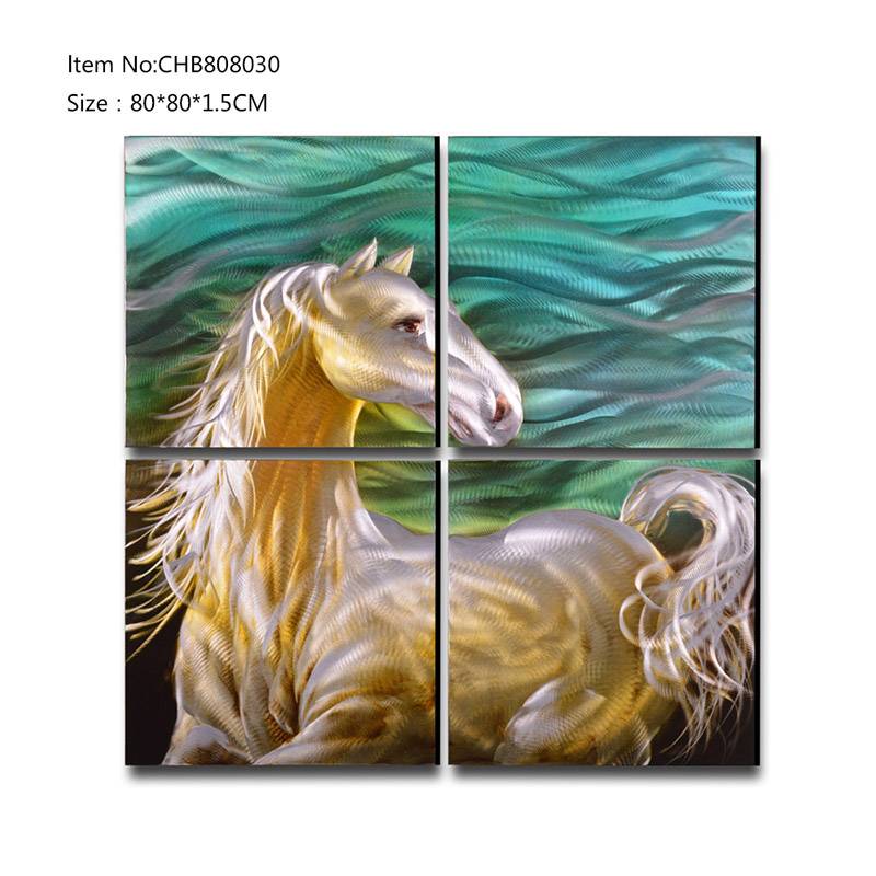 CHB808030 horse 3D metal handpaint oil painting modern  interior home wall art decor