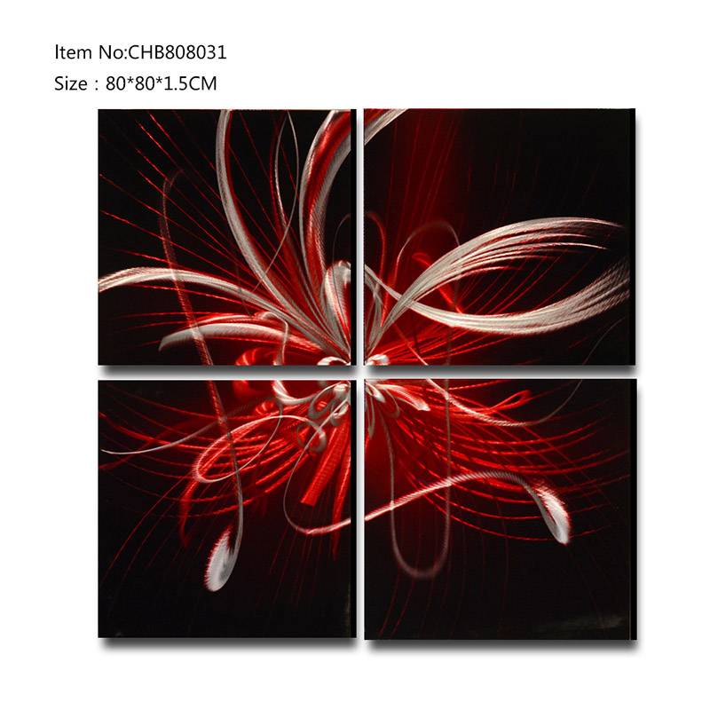 CHB808031 abstract 3D metal dark red oil painting modern  interior home wall art decor