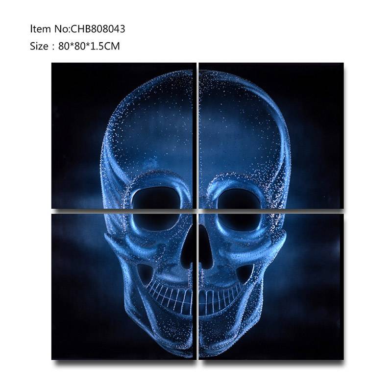 Shiny skull 3D metal blue oil painting modern  interior home wall art decor Featured Image