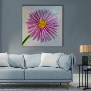 Pink yellow red flower blossom 3D brush aluminum metal oil painting modern wall arts decor craft wholesale from China