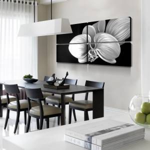 Flower Blossom 3D Metal Oil Painting for Modern Interior Home Decoration Black Silver Colors