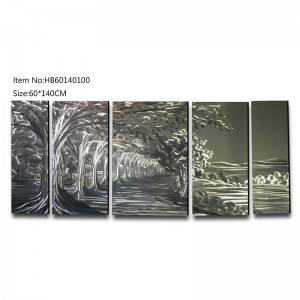 5 pieces large size trees handmade metal oil painting modern wall arts