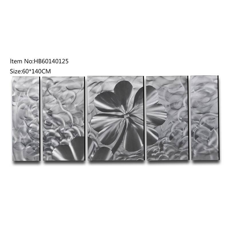 5 pieces large size flower handmade metal oil painting modern wall arts