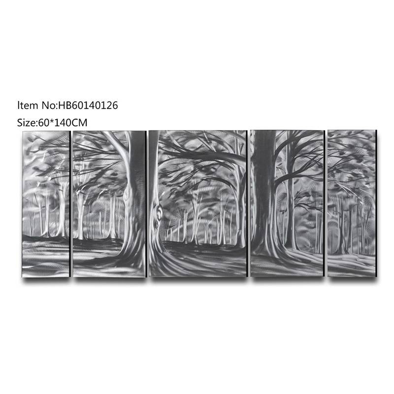 5 pieces large size forest handmade metal oil painting modern wall arts