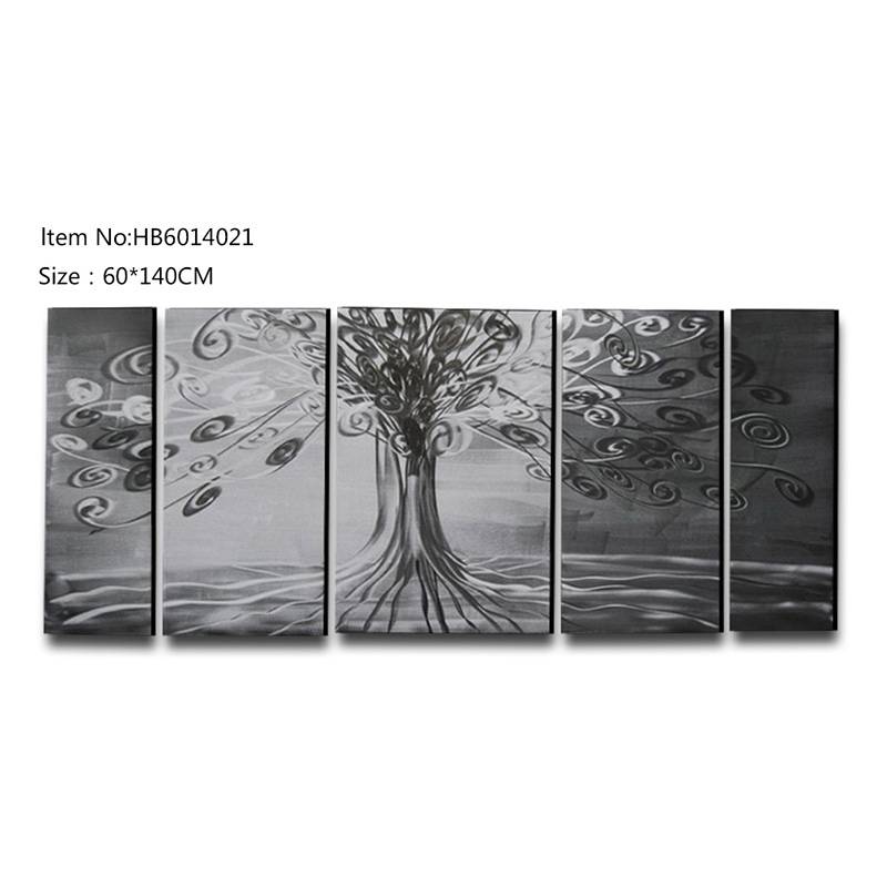High Quality 3d Artwork - 5 pieces brush willow tree metal oil painting modern wall art handicrafts – Handsome Home Decor