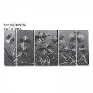 5 pieces flowers 3D handpaint metal oil painting hanging wall arts