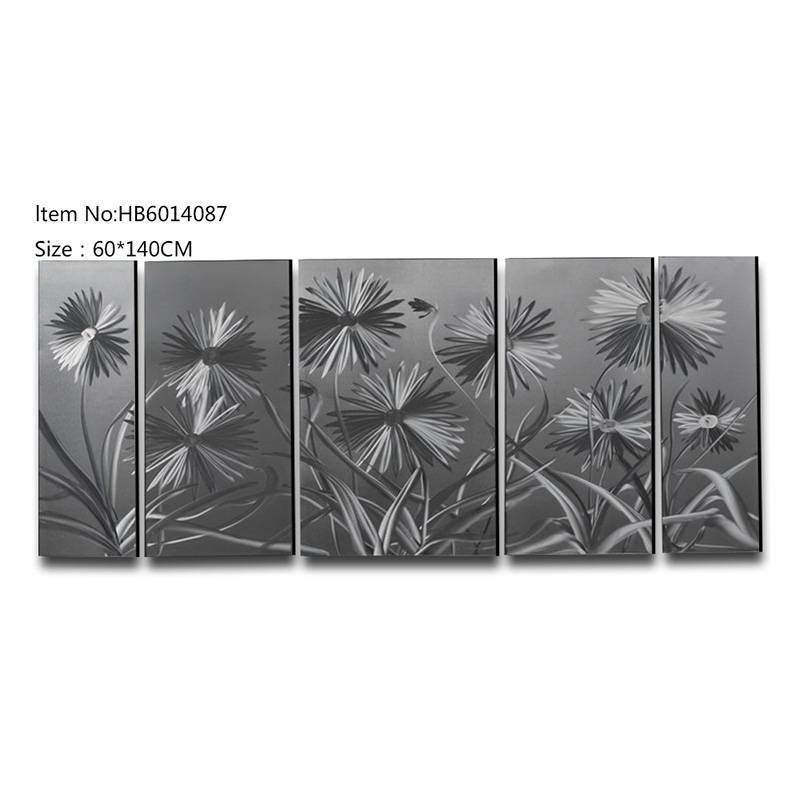 Massive Selection for Colorful Metal Wall Decor - 5 pieces flowers 3D handpaint metal oil painting hanging wall arts – Handsome Home Decor