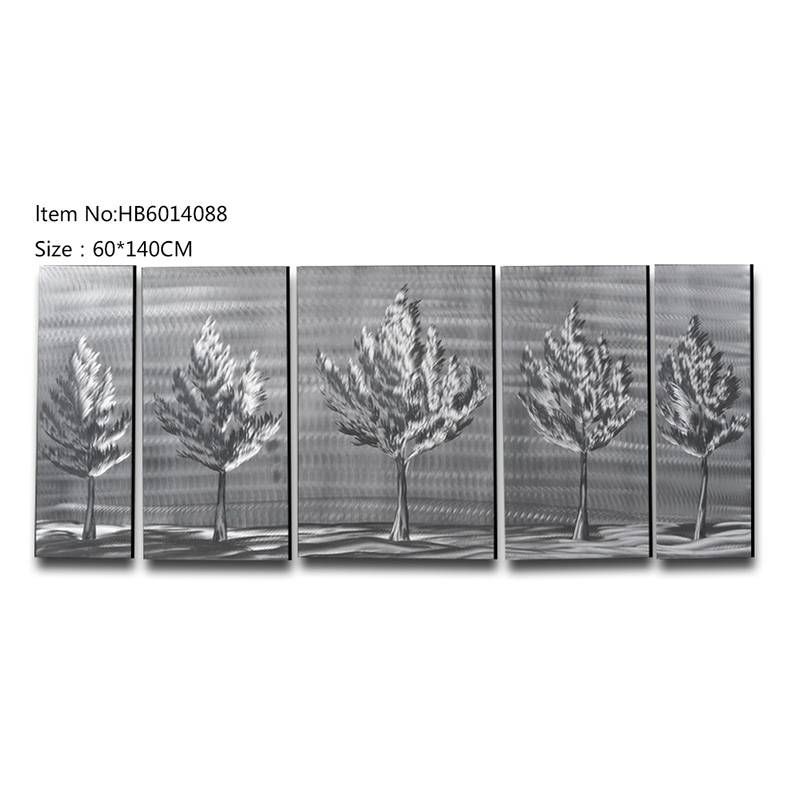 New Arrival China Abstract Art Paintings - 5 pieces trees 3D handpaint metal oil painting hanging wall arts – Handsome Home Decor