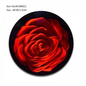 Rose red 3D circle metal oil painting wall arts handicrats