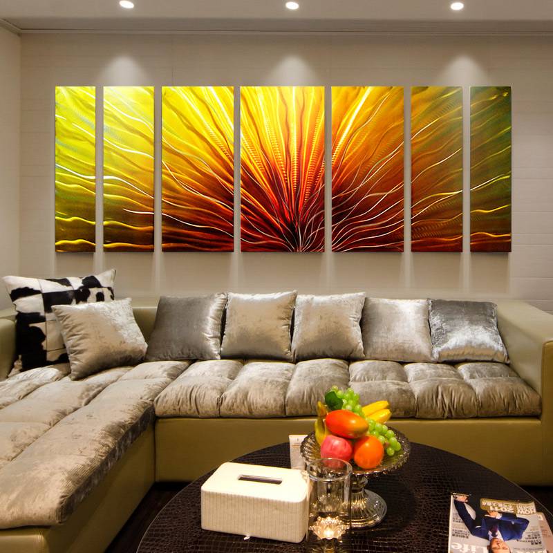 7 pieces abstract 3D metal handmade oil painting big size wall art decor Featured Image