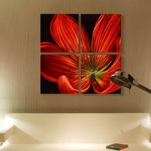 red flower blossom 3D metal oil painting modern home wall handicrafts wholesale from China factory