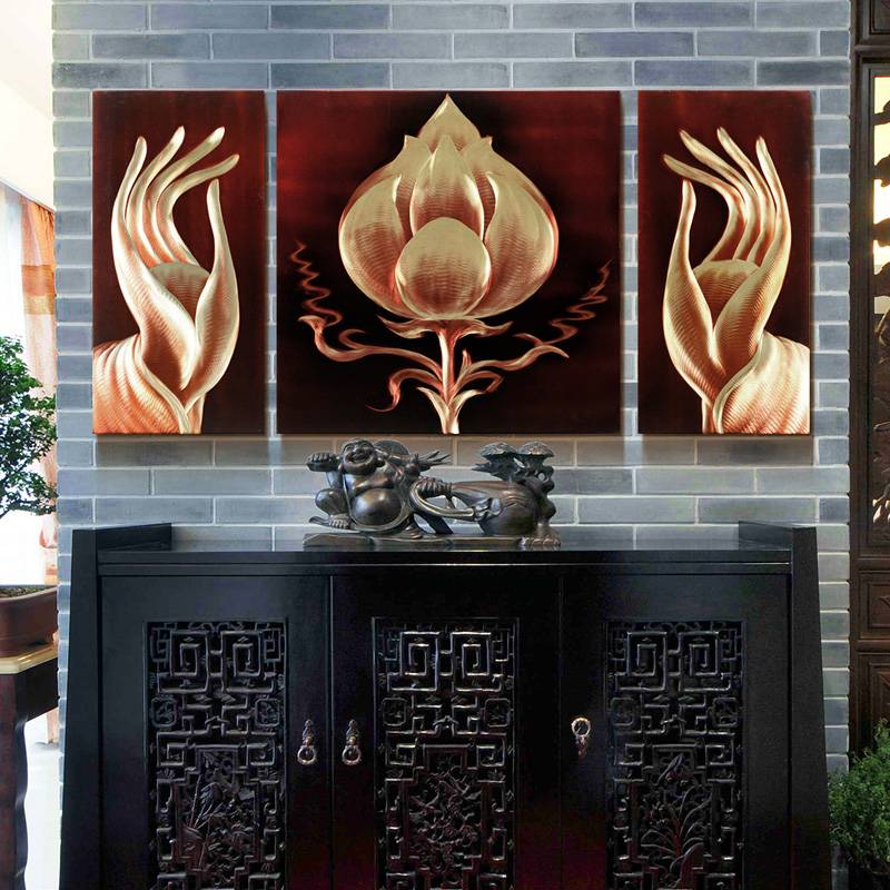 3D buddha religion metal oil painting wall arts interior decor 100% handmade