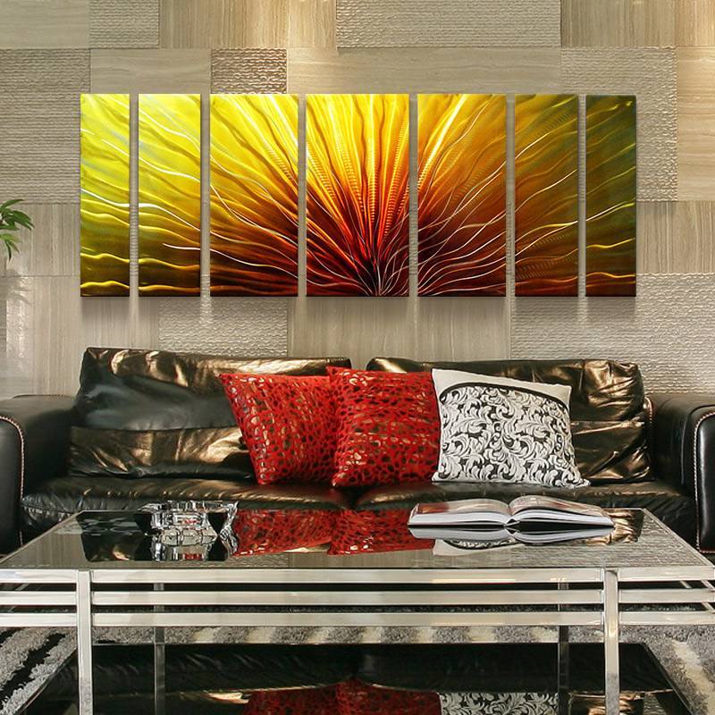 7 pieces abstract 3D metal handmade oil painting big size wall art decor