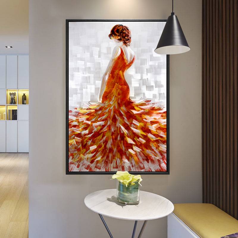 100% hand paint elegant lady 3D metal oil painting for interior decor wall arts