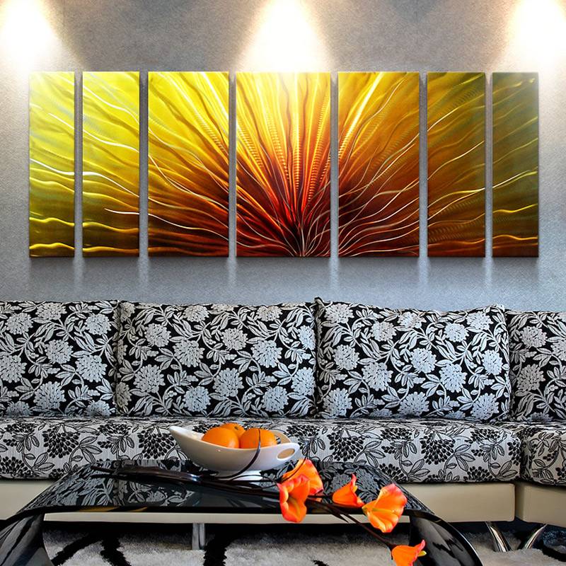 7 pieces abstract 3D metal handmade oil painting big size wall art decor