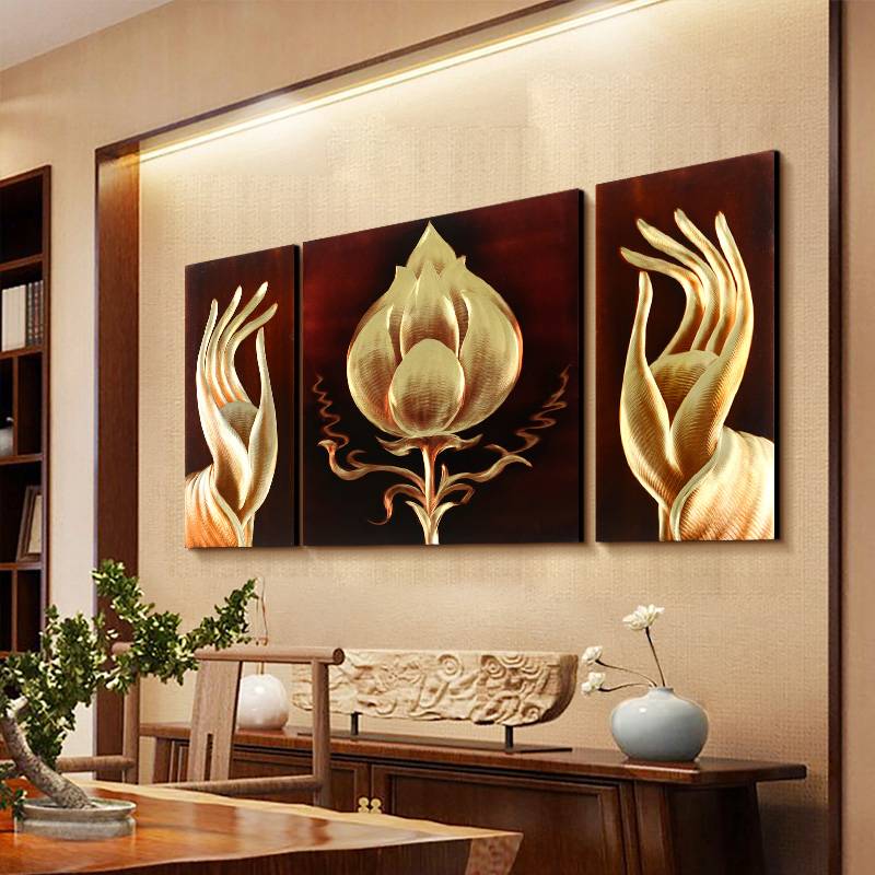 3D buddha religion metal oil painting wall arts interior decor 100% handmade