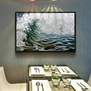 3D seawave metal oil painting wall arts interior decor 100% handmade