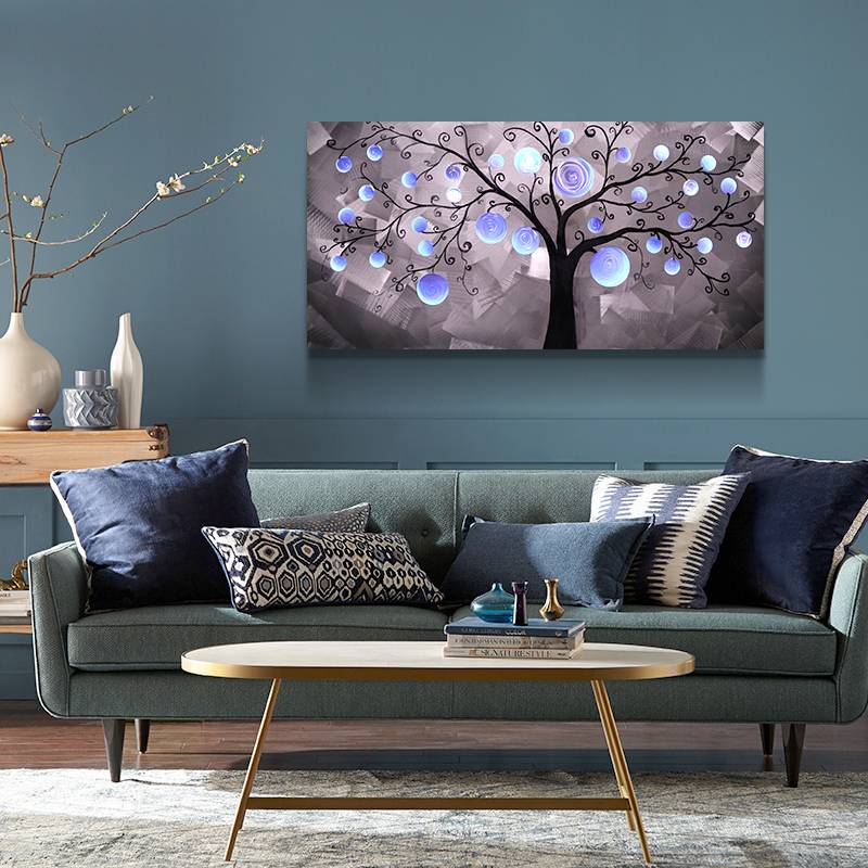 fairy tree 3D metal LED painting modern home wall arts decoration for sale