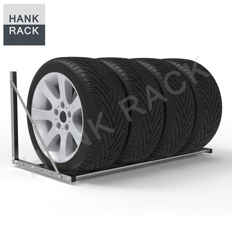 Bottom price Windshield Rack -
 Garage Storage Wall Mounted Foldable Car Tire Wheel Rack Holder Shelving Tire Loft – Hank