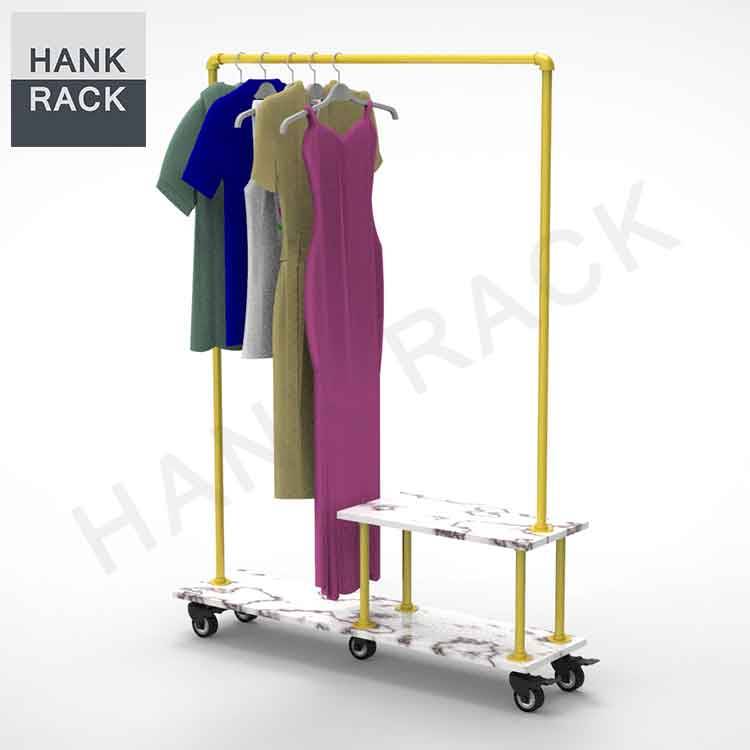 100% Original Wall Wooden Shelf - Gold Clothing Rack – Hank
