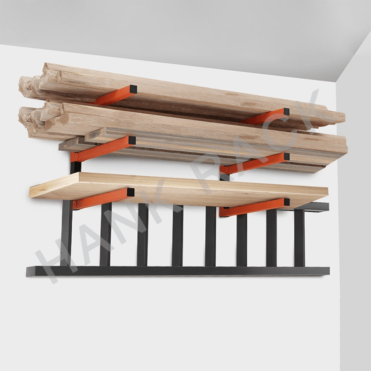 Cheap PriceList for Overhead Garage Storage -
 Wood Organizer Rack and Lumber Timber Log Storage for Garage Wall Mount Lumber Rack – Hank