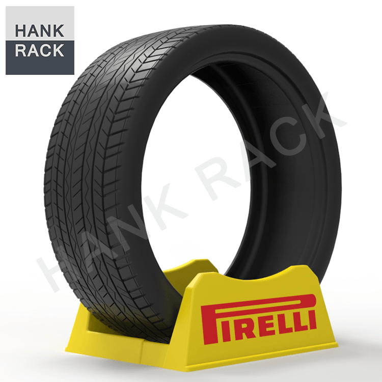 Point of Purchase POS Car Tyre Wheel Display Showing Plastic Adjustable PIRELLI Tire Stand Featured Image