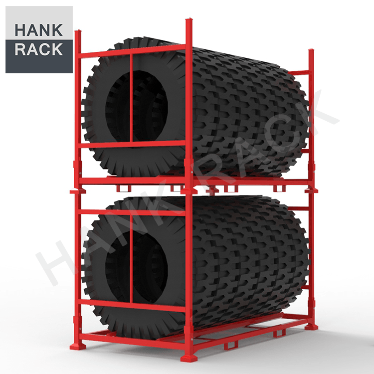 Good quality Mobile Fabric Roll Rack -
 Foldable Tyre Stillage Stacking Truck Tire Rack – Hank