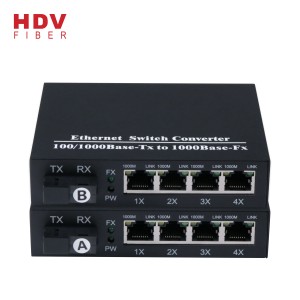 FTTH едно влакно Ethernet прекинувач 4 RJ45 порти Gigabit влакна медиуми конвертор