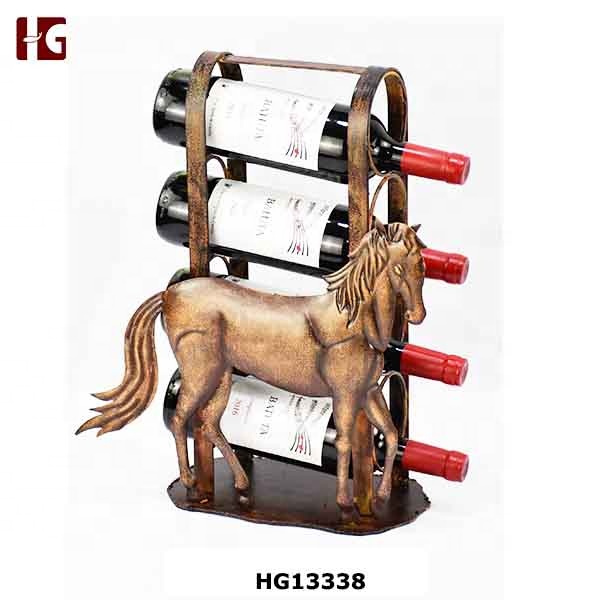Metal Horse Sculpture Wine Bottle Holder