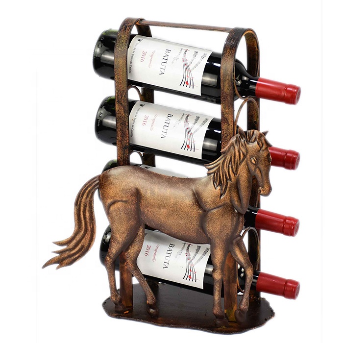 Metal Home Decoration Single Horse Wine holder