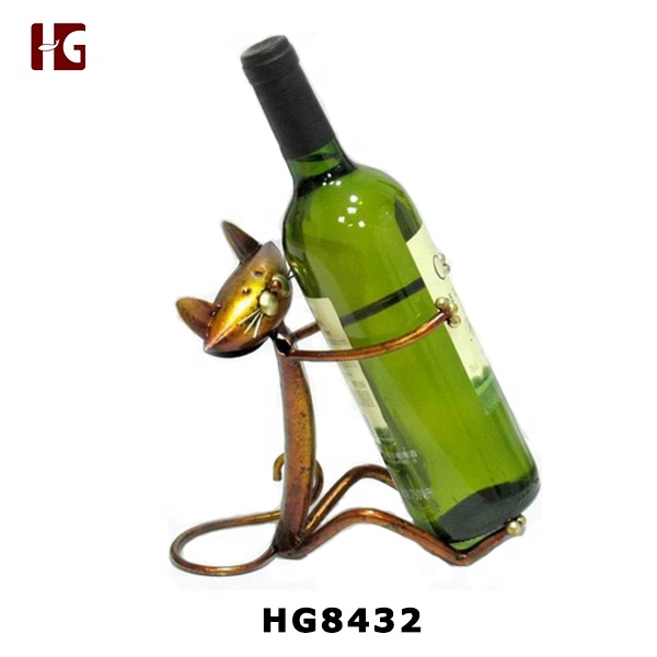 New Decorative Cat  Animal Metal Single Wine Bottle Holder